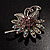 Light Pink Crystal Floral Brooch (Silver Tone) - view 5