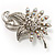 Clear Crystal Floral Brooch (Silver Tone) - view 2