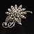 Clear Crystal Floral Brooch (Silver Tone) - view 7