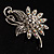 Clear Crystal Floral Brooch (Silver Tone) - view 3