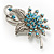 Light Blue Crystal Floral Brooch (Silver Tone) - view 3