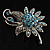 Light Blue Crystal Floral Brooch (Silver Tone) - view 11