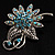 Light Blue Crystal Floral Brooch (Silver Tone) - view 6