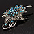 Light Blue Crystal Floral Brooch (Silver Tone) - view 10