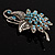 Light Blue Crystal Floral Brooch (Silver Tone) - view 9