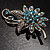 Light Blue Crystal Floral Brooch (Silver Tone) - view 8
