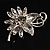 Light Blue Crystal Floral Brooch (Silver Tone) - view 12
