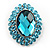 Turquoise Coloured Crystal Button Shaped Fashion Brooch