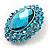 Turquoise Coloured Crystal Button Shaped Fashion Brooch - view 3