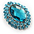 Turquoise Coloured Crystal Button Shaped Fashion Brooch - view 5