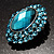 Turquoise Coloured Crystal Button Shaped Fashion Brooch - view 4