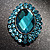 Turquoise Coloured Crystal Button Shaped Fashion Brooch - view 2