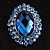 Sky Blue Crystal Button Shaped Fashion Brooch - view 2