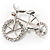 Rhodium Plated Crystal Bicycle Brooch - view 8