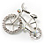 Rhodium Plated Crystal Bicycle Brooch - view 3