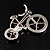 Rhodium Plated Crystal Bicycle Brooch - view 6