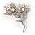 Whimsical Imitation Pearl Floral Butterfly Brooch - view 2