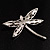 Classic Crystal Dragonfly Brooch (Silver Tone) - view 4