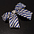 Large Enamel Crystal Bow Brooch (Blue) - view 8