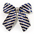 Large Enamel Crystal Bow Brooch (Blue) - view 6