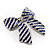 Large Enamel Crystal Bow Brooch (Blue) - view 2