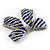 Large Enamel Crystal Bow Brooch (Blue) - view 4