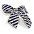 Large Enamel Crystal Bow Brooch (Blue) - view 3