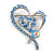 Blue Crystal Heart Brooch