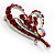 Dark Red Crystal Heart Brooch In Rhodium Plating - 40mm L - view 5