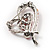 Dark Red Crystal Heart Brooch In Rhodium Plating - 40mm L - view 6