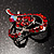 Dark Red Crystal Heart Brooch In Rhodium Plating - 40mm L - view 4