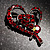 Dark Red Crystal Heart Brooch In Rhodium Plating - 40mm L - view 8