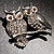 'Two Wise Owls' Clear Crystal Brooch - view 4