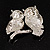 'Two Wise Owls' Clear Crystal Brooch - view 5