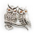'Two Wise Owls' Clear Crystal Brooch - view 2