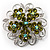 Green Crystal Filigree Floral Brooch - view 4