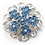 Sky Blue Crystal Filigree Floral Brooch