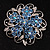 Sky Blue Crystal Filigree Floral Brooch - view 8