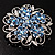 Sky Blue Crystal Filigree Floral Brooch - view 3