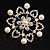Rhodium Plated Faux Pearl Crystal Snowflake Brooch - view 3