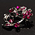 Magenta Crystal Floral Brooch - view 3