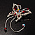 Red Crystal Butterfly With Dangling Tail Brooch - view 8