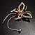 Red Crystal Butterfly With Dangling Tail Brooch - view 4