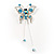 Blue Crystal Butterfly With Dangling Tail Brooch - view 3