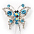 Blue Crystal Butterfly With Dangling Tail Brooch - view 2