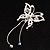 Blue Crystal Butterfly With Dangling Tail Brooch - view 4