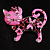 Pink Crystal Enamel Cat Brooch - view 9