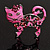 Pink Crystal Enamel Cat Brooch - view 4