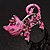 Pink Crystal Enamel Cat Brooch - view 6
