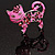 Pink Crystal Enamel Cat Brooch - view 10